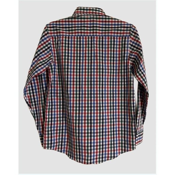 EUC IZOD Boys Button Down L/S Holiday Christmas Dress Shirt Plaid Large 14/16 - Picture 2 of 13